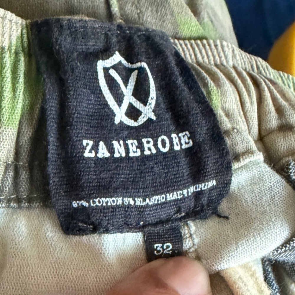 Zanerobe Mens Camouflage Jogger Pants Green Camo Drop Crotch Size 32 - Picture 2 of 8